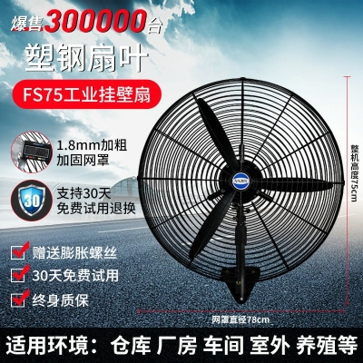 fs75-工業(yè)電風(fēng)扇強(qiáng)力落地扇大風(fēng)量牛角扇商用機(jī)械大功率車(chē)間工廠壁掛扇
